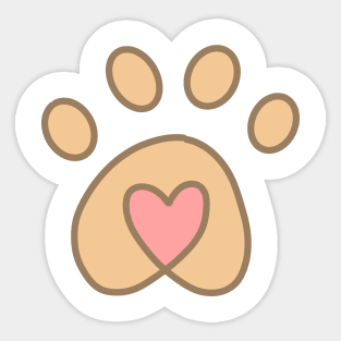 Dog Paw Color Heart Sticker